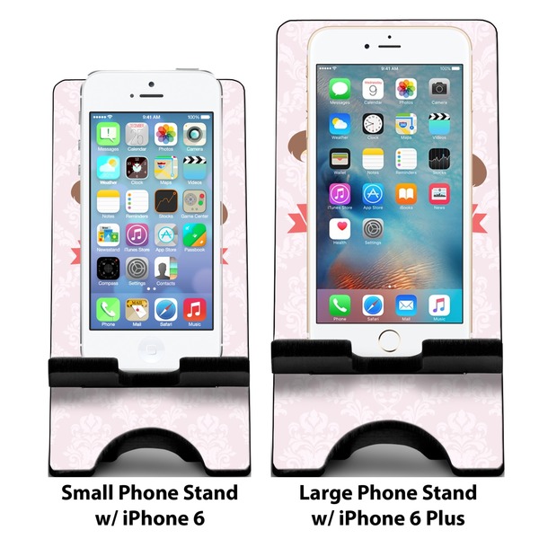 Chipmunk Couple Compare Phone Stand Sizes - with iPhones