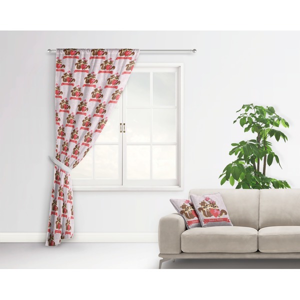 Chipmunk Couple Curtain With Window and Rod - in Room Matching Pillow