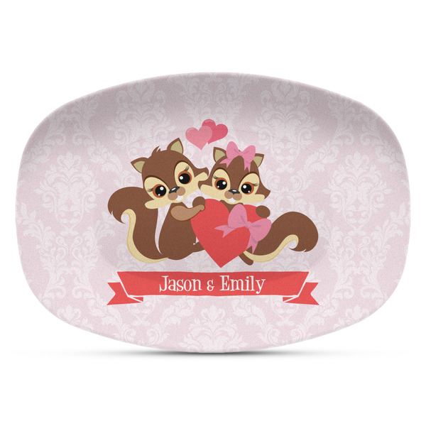 Custom Chipmunk Couple Plastic Platter - Microwave & Oven Safe Composite Polymer (Personalized)