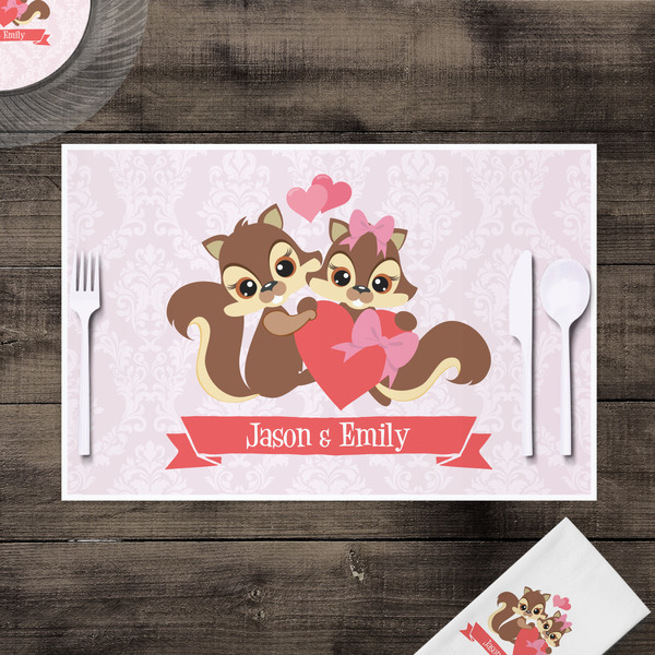 Chipmunk Couple Disposable Paper Placemat - In Context