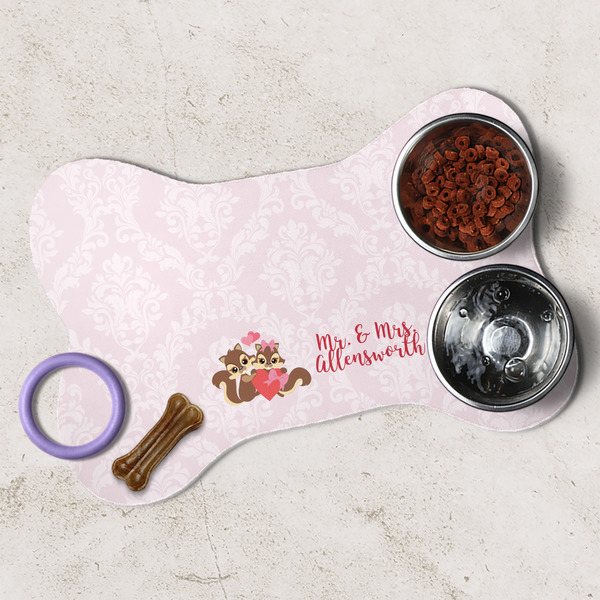 Chipmunk Couple Dog Bone Shaped Mat Lifestyle