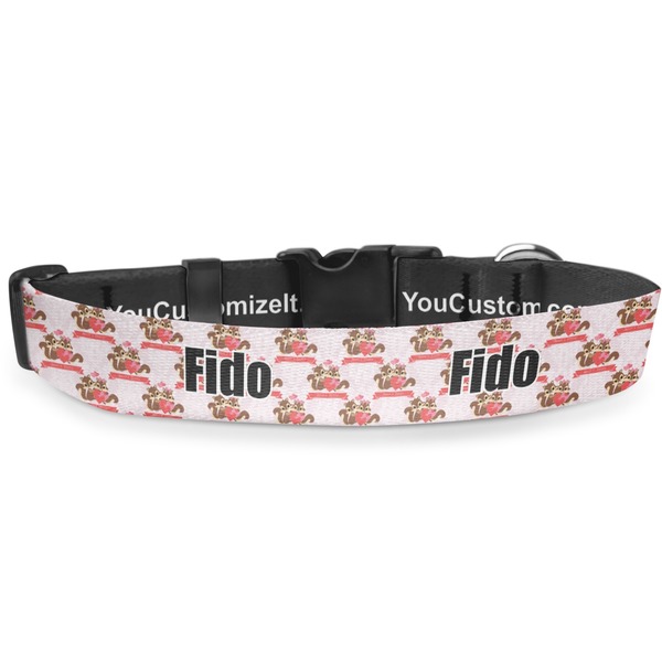 Custom Chipmunk Couple Deluxe Dog Collar - Small (8.5" to 12.5") (Personalized)