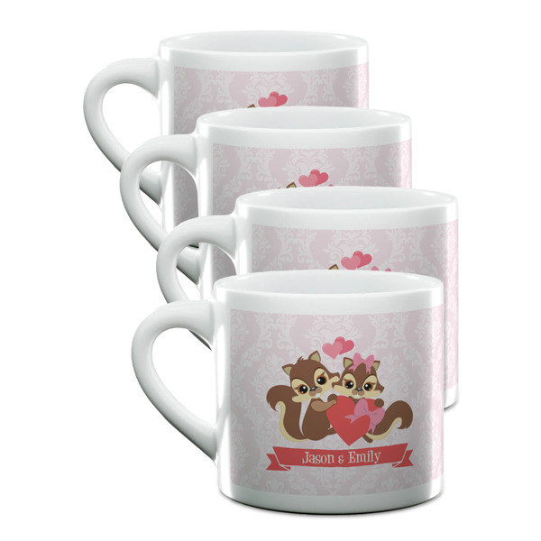 Custom Chipmunk Couple Double Shot Espresso Cups - Set of 4 (Personalized)