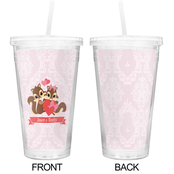 Chipmunk Couple Double Wall Tumbler with Straw - Approval