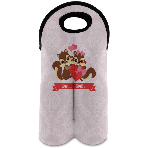 Custom Chipmunk Couple Wine Tote Bag (2 Bottles) (Personalized)