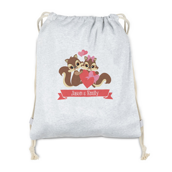 Custom Chipmunk Couple Drawstring Backpack - Sweatshirt Fleece (Personalized)