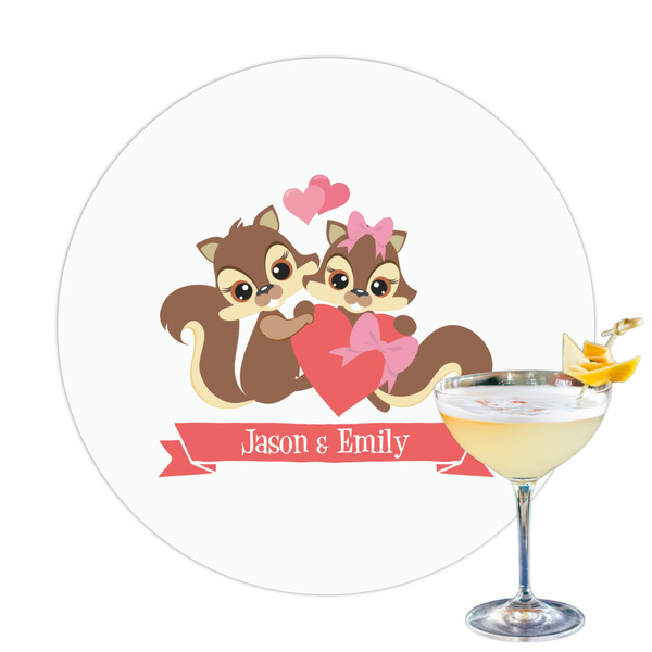 Custom Chipmunk Couple Printed Drink Topper - 3.25" (Personalized)