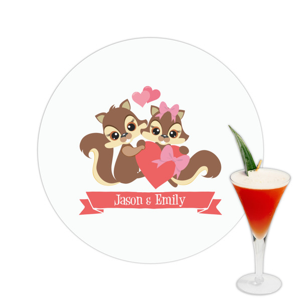 Custom Chipmunk Couple Printed Drink Topper -  2.5" (Personalized)