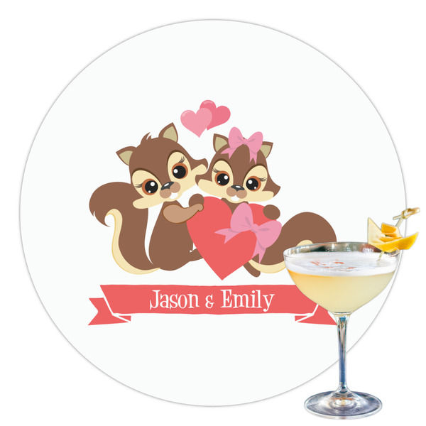 Custom Chipmunk Couple Printed Drink Topper - 3.5" (Personalized)