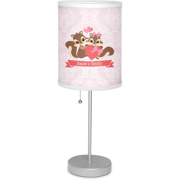 Custom Chipmunk Couple 7" Drum Lamp with Shade Linen (Personalized)