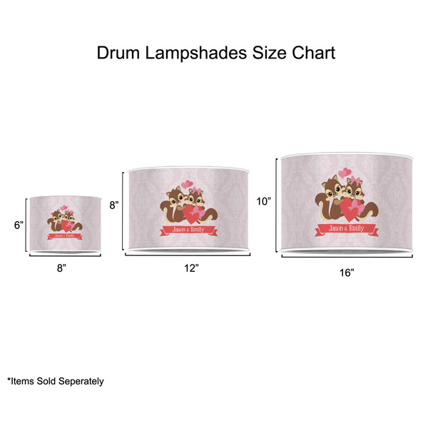 Chipmunk Couple Drum Lampshades - Sizing Chart