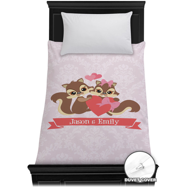 Custom Chipmunk Couple Duvet Cover - Twin XL (Personalized)