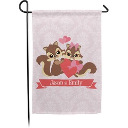Chipmunk Couple Small Garden Flag - Double Sided w/ Couple's Names