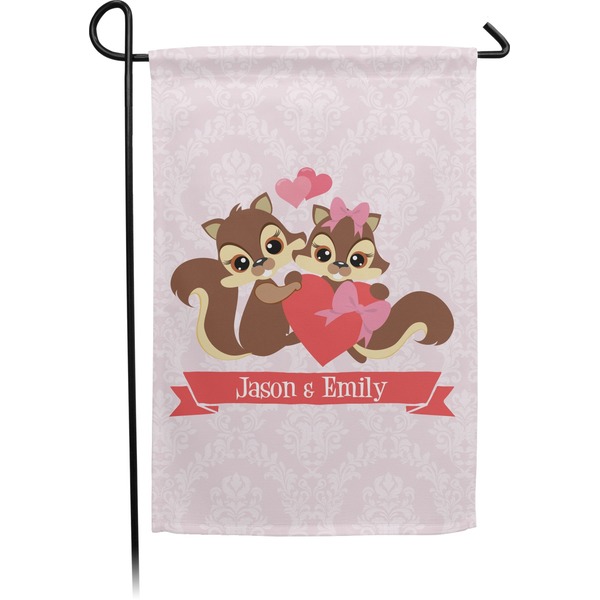 Custom Chipmunk Couple Small Garden Flag - Double Sided w/ Couple's Names