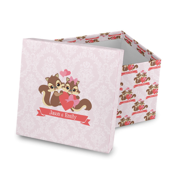 Custom Chipmunk Couple Gift Box with Lid - Canvas Wrapped (Personalized)