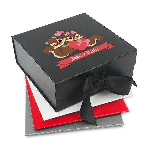 Custom Chipmunk Couple Gift Box with Magnetic Lid (Personalized)