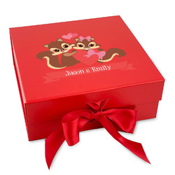 Chipmunk Couple Gift Box with Magnetic Lid - Red (Personalized)