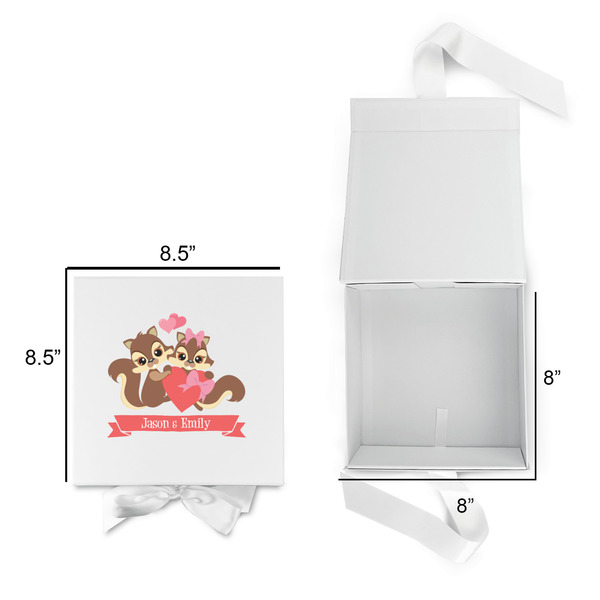Chipmunk Couple Gift Boxes with Magnetic Lid - White - Open & Closed