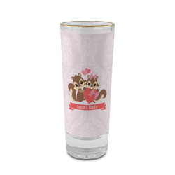 Chipmunk Couple 2 oz Shot Glass - Glass with Gold Rim (Personalized)