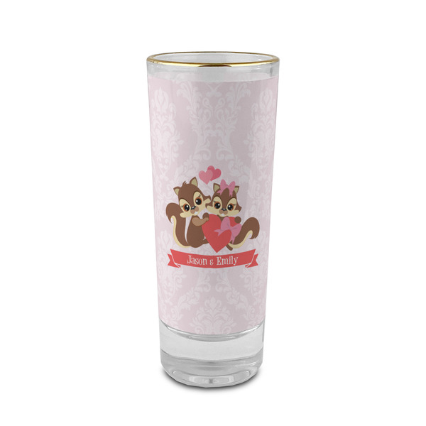Custom Chipmunk Couple 2 oz Shot Glass - Glass with Gold Rim (Personalized)