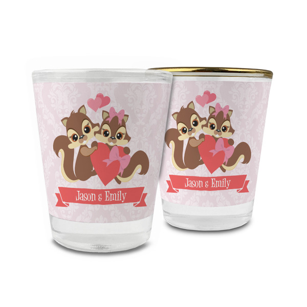 Custom Chipmunk Couple Glass Shot Glass - 1.5 oz (Personalized)
