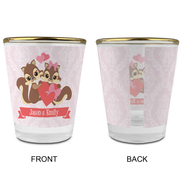 Chipmunk Couple Glass Shot Glass - with gold rim - APPROVAL