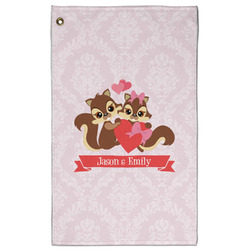 Chipmunk Couple Golf Towel - Poly-Cotton Blend - Large w/ Couple's Names