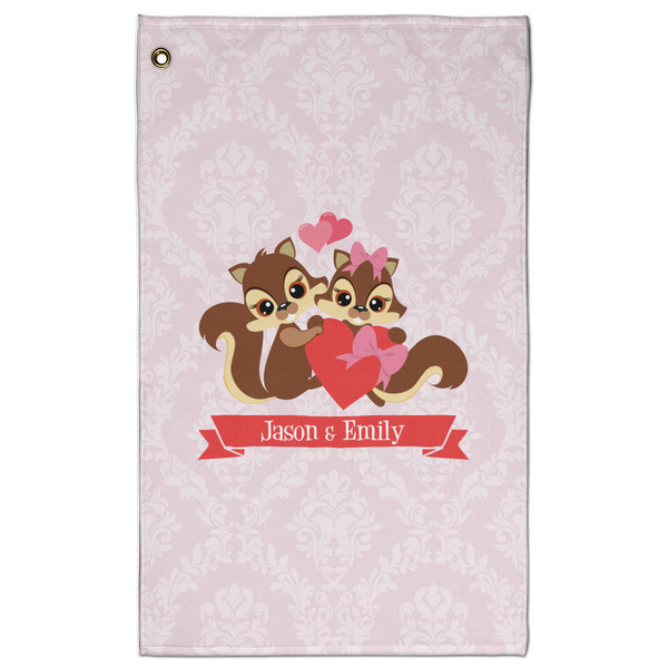 Custom Chipmunk Couple Golf Towel - Poly-Cotton Blend - Large w/ Couple's Names