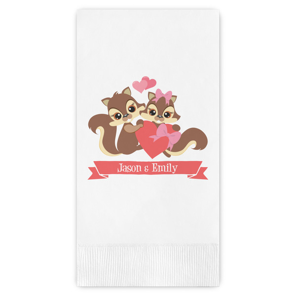 Custom Chipmunk Couple Guest Napkins - Full Color - Embossed Edge (Personalized)