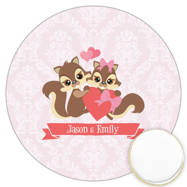 Custom Chipmunk Couple Printed Cookie Topper - 3.25" (Personalized)