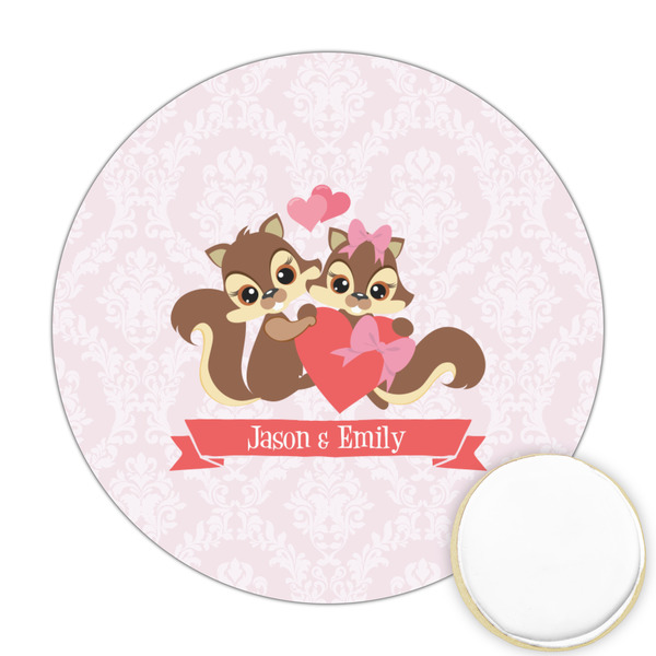 Custom Chipmunk Couple Printed Cookie Topper - Round (Personalized)