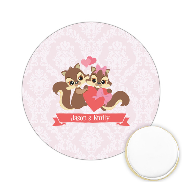 Custom Chipmunk Couple Printed Cookie Topper - 2.15" (Personalized)