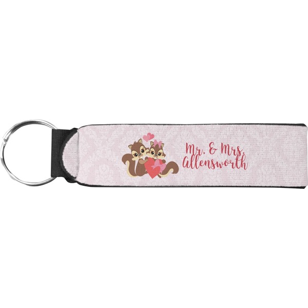 Custom Chipmunk Couple Neoprene Keychain Fob (Personalized)