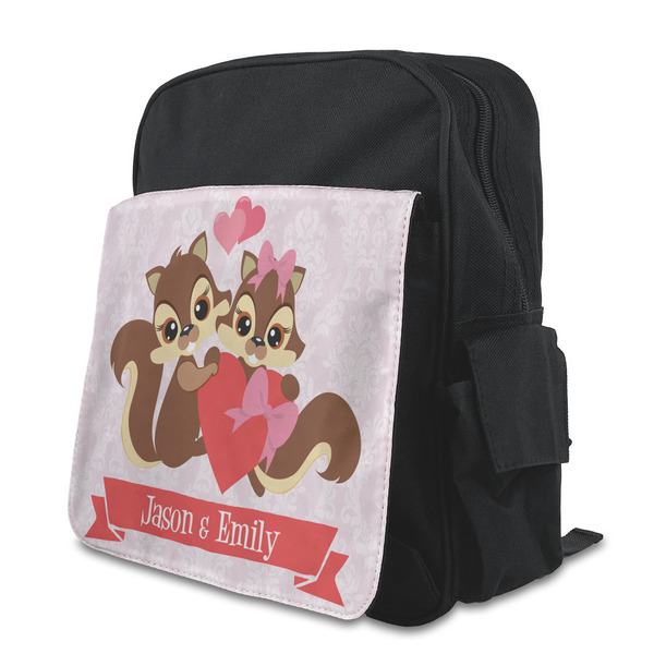 Custom Chipmunk Couple Preschool Backpack (Personalized)