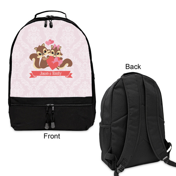 Chipmunk Couple Large Backpack - Black - Front & Back View