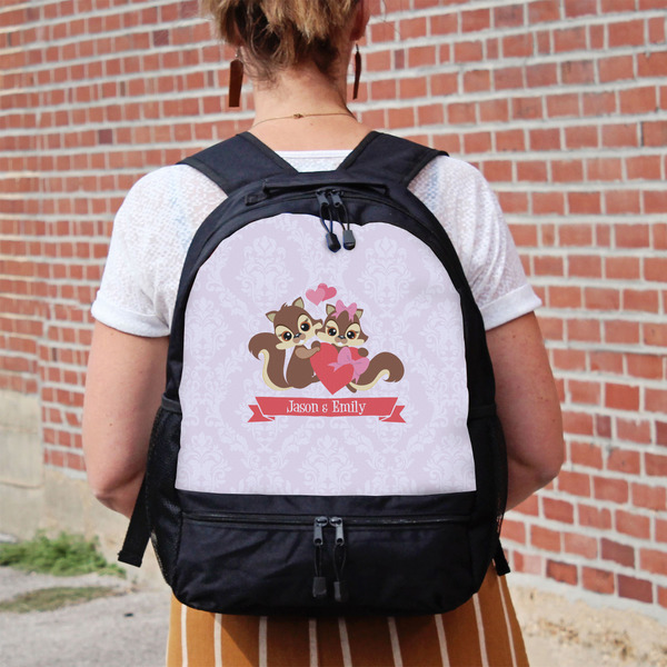 Chipmunk Couple Large Backpack - Black - On Back