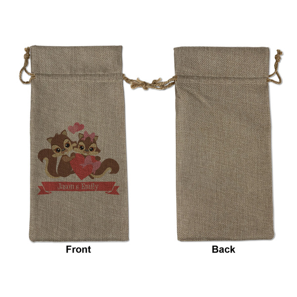 Chipmunk Couple Large Burlap Gift Bags - Front Approval