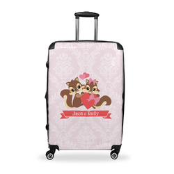 Chipmunk Couple Suitcase - 28" Large - Checked w/ Couple's Names