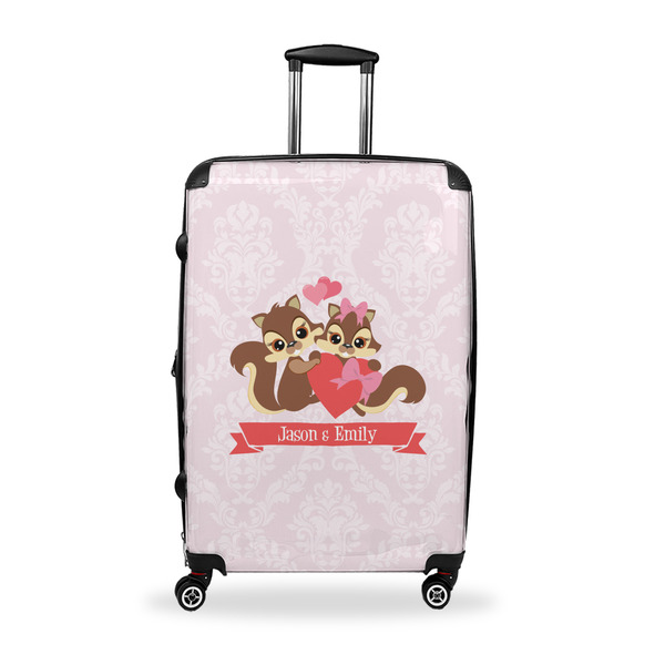 Custom Chipmunk Couple Suitcase - 28" Large - Checked w/ Couple's Names