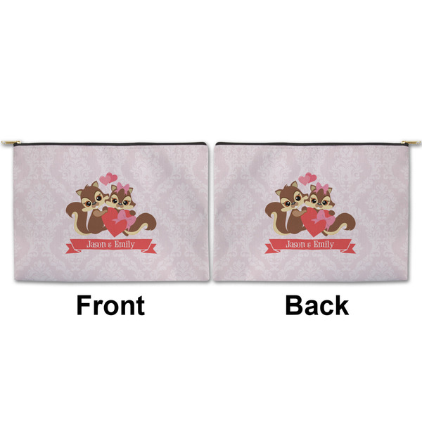 Chipmunk Couple Large Zipper Pouch Approval (Front and Back)