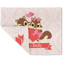 Chipmunk Couple Double-Sided Linen Placemat - Single w/ Couple's Names