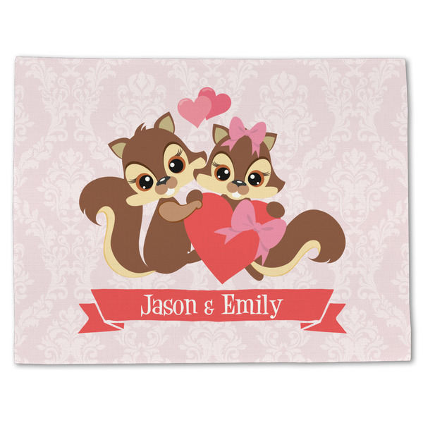 Custom Chipmunk Couple Single-Sided Linen Placemat - Single w/ Couple's Names