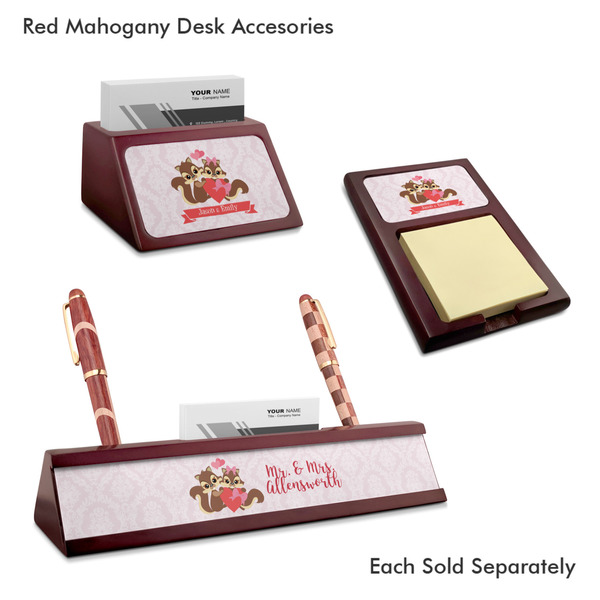 Chipmunk Couple Mahogany Desk Accessories