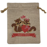 Chipmunk Couple Burlap Gift Bag (Personalized)