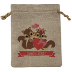 Chipmunk Couple Medium Burlap Gift Bag - Front (Personalized)