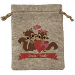 Chipmunk Couple Medium Burlap Gift Bag - Front (Personalized)
