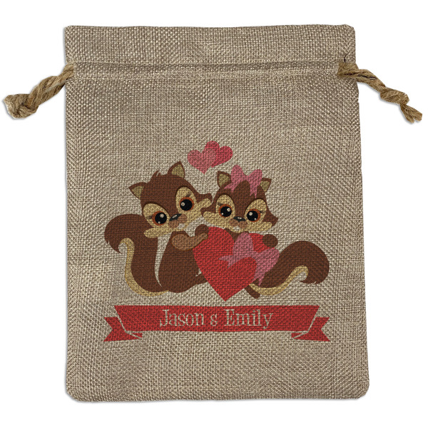 Custom Chipmunk Couple Burlap Gift Bag (Personalized)