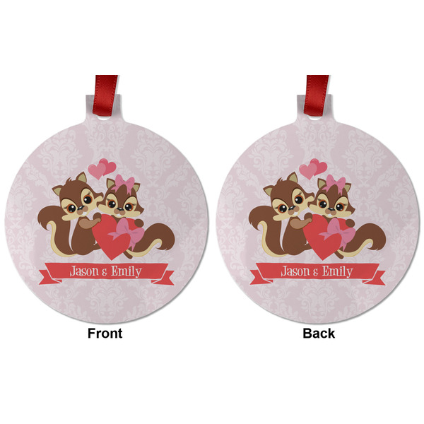 Chipmunk Couple Metal Ball Ornament - Front and Back