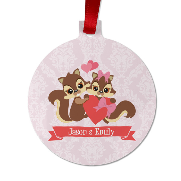 Custom Chipmunk Couple Metal Ball Ornament - Double Sided w/ Couple's Names