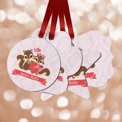 Chipmunk Couple Metal Ornaments - Double Sided w/ Couple's Names